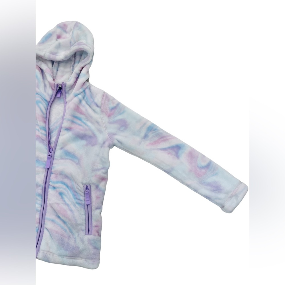 Lands' End • Girls Kids Softest Fleece White Pink Swirl Hooded Jacket M (8) NWOT - Picture 8 of 11